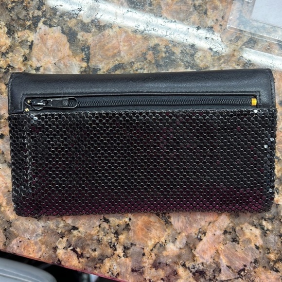 Vntg Whiting and Davis checkbook wallet black metal mesh - Picture 5 of 5